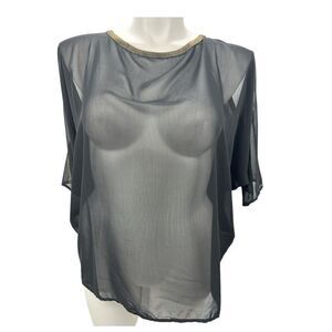 BKE black chiffon cold shoulder V back top